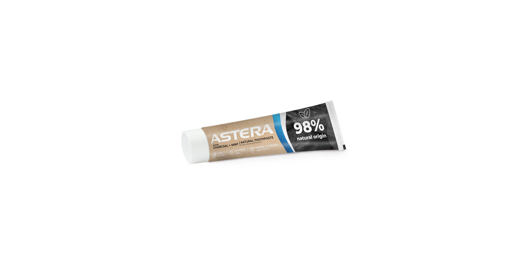 Toothpaste ASTERA natural . Natural CHARCOAL+MINT 75ML