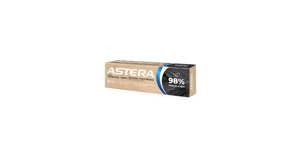 Toothpaste ASTERA natural . Natural CHARCOAL+MINT 75ML