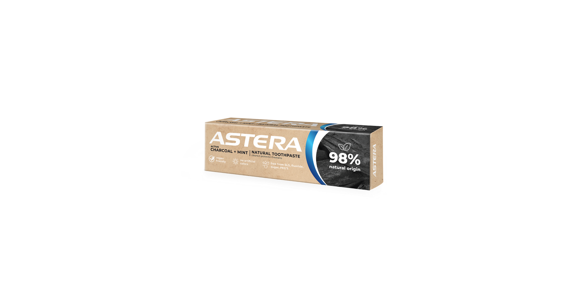 Toothpaste ASTERA natural . Natural CHARCOAL+MINT 75ML